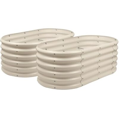 Harbour Housewares Raised Garden Bed Ivory 120 x 60 x 45cm 2x Rounded Bottomless Metal Raised Bed Galvanised Steel Planter Box for Growing Outdoor Plants, Vegetables, Flowers and Herbs Harbour Housewares Raised Garden Bed Ivory 120 x 60 x 45cm 2x Rounded Bottomless Metal Raised Bed Galvanised Steel Planter Box for Growing Outdoor Plants, Vegetables, Flowers and Herbs