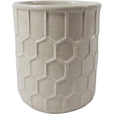 Leaf 16cm White Honeycomb Ceramic Planter - Planter Leaf 16cm White Honeycomb Ceramic Planter - Planter