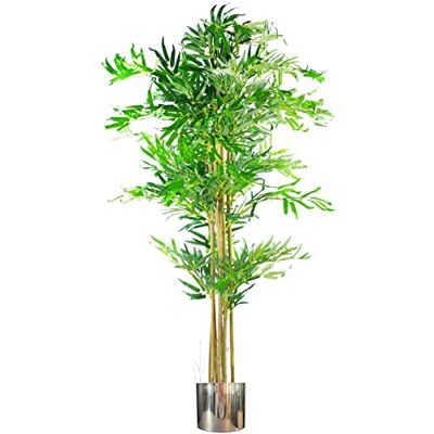 Leaf 150cm (5ft) Artificial Bamboo Plant - XL with Metal Planter Leaf 150cm (5ft) Artificial Bamboo Plant - XL with Metal Planter