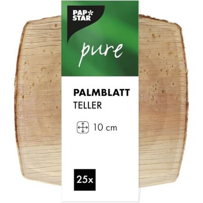 PAPSTAR Natural Palm Leaf Plate QUADRATO - 10x10cm - Disposable PAPSTAR Natural Palm Leaf Plate QUADRATO - 10x10cm - Disposable
