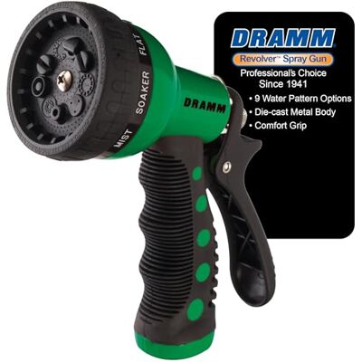 DRAMM 12704 9-Pattern Revolver Spray Nozzle, Green DRAMM 12704 9-Pattern Revolver Spray Nozzle, Green