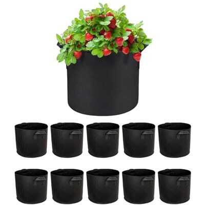 JIODEKEYI 10 Gallon Potato Grow Bags: 10 Pack Breathable Non-woven Fabric Vegetable Grow Bags with Handles Plant Growing Bag for Tomatoes Flowers Fruits Plants Garden JIODEKEYI 10 Gallon Potato Grow Bags: 10 Pack Breathable Non-woven Fabric Vegetable Grow Bags with Handles Plant Growing Bag for Tomatoes Flowers Fruits Plants Garden