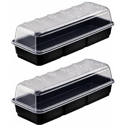 Muddy Hands Pack of 2 Seed Propagator Tray with Lid – 37cm Long Large Windowsill Plant Propagator, Indoor Mini Greenhouse for Seedlings, Humidity Dome Germination Tray (37cm x 13.5cm x 12 cm) Muddy Hands Pack of 2 Seed Propagator Tray with Lid – 37cm Long Large Windowsill Plant Propagator, Indoor Mini Greenhouse for Seedlings, Humidity Dome Germination Tray (37cm x 13.5cm x 12 cm)