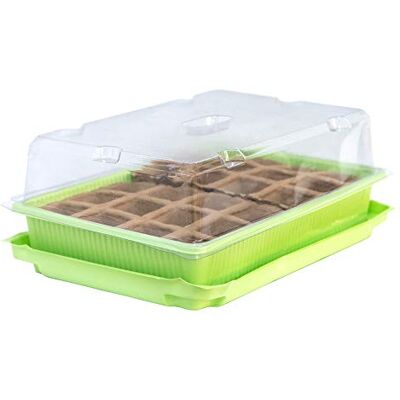 Thompson & Morgan Windowsill Greenhouse Propagator With 24 Cell Paper Pot Plastic Trays with Clear Plastic Lid for Sowing Seeds Easy Watering Good Irrigation 1 x 24 Cell Windowsill Propagator by Thompson and Morgan Thompson & Morgan Windowsill Greenhouse Propagator With 24 Cell Paper Pot Plastic Trays with Clear Plastic Lid for Sowing Seeds Easy Watering Good Irrigation 1 x 24 Cell Windowsill Propagator by Thompson and Morgan
