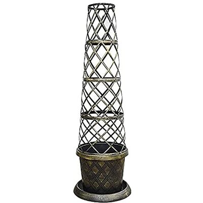 Thompson & Morgan Garden Planter Tower Pots for Climbing Plants Vegetables Support 1.3m with Lattice Design & Gold Finish x 1 Thompson & Morgan Garden Planter Tower Pots for Climbing Plants Vegetables Support 1.3m with Lattice Design & Gold Finish x 1