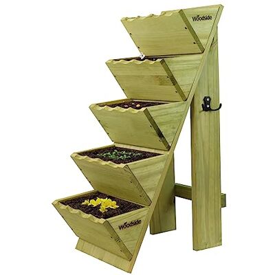 Woodside 5 Tier Pine Wood Garden Planter for Flowers Herbs Plants Woodside 5 Tier Pine Wood Garden Planter for Flowers Herbs Plants