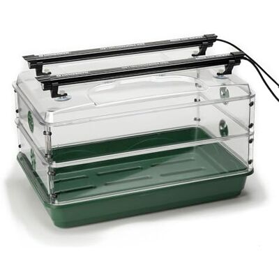 EarlyGrow Large Double-Height Propagator Kit LED Grow Lights Seed Starting For seed starting, indoor gardening and cloning plants. Adjustable height with LED grow lights. EarlyGrow Large Double-Height Propagator Kit LED Grow Lights Seed Starting For seed starting, indoor gardening and cloning plants. Adjustable height with LED grow lights.