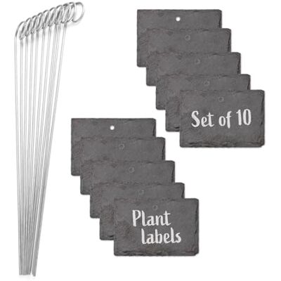 Hoberg Slate Plant Labels - 10 pcs - 40 cm Stakes - Garden Markers Hoberg Slate Plant Labels - 10 pcs - 40 cm Stakes - Garden Markers