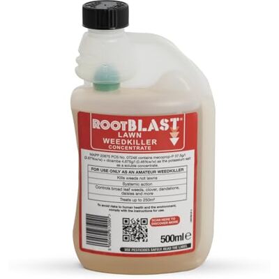 Rootblast Lawn Weedkiller Extra Strong Formula with 7.2g/L Targets Annual and Deep-Rooted Perennial Weeds for Long-Lasting Weed Control 500ml Rootblast Lawn Weedkiller Extra Strong Formula with 7.2g/L Targets Annual and Deep-Rooted Perennial Weeds for Long-Lasting Weed Control 500ml