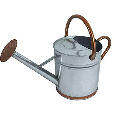 Woodside Silver 9L Metal Garden and Plant Watering Can with Rose Woodside Silver 9L Metal Garden and Plant Watering Can with Rose