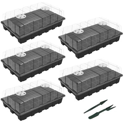 gardzen 5-Set Garden Propagator Set, Seed Tray Kits with 200-Cell, Seed Starter Tray with Dome and Base 15" x 9" (40-Cell Per Tray) gardzen 5-Set Garden Propagator Set, Seed Tray Kits with 200-Cell, Seed Starter Tray with Dome and Base 15" x 9" (40-Cell Per Tray)