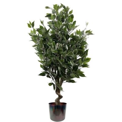 Leaf 110cm Artificial Evergreen Twist Ficus Tree Multicolour Planter - Artificial Tree Leaf 110cm Artificial Evergreen Twist Ficus Tree Multicolour Planter - Artificial Tree