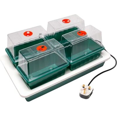 AMOS Eezy Grow 4 Propagator – Electric Heated Seed Starter for Faster Germination & Rooting Indoor Plant Growing Kit with Vented Lids Ideal for Seeds, Herbs & Cuttings AMOS Eezy Grow 4 Propagator – Electric Heated Seed Starter for Faster Germination & Rooting Indoor Plant Growing Kit with Vented Lids Ideal for Seeds, Herbs & Cuttings