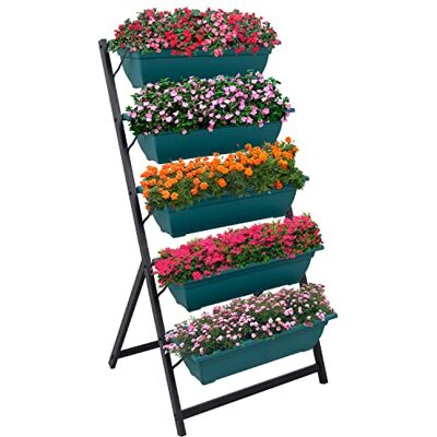 Woodside Drayton Metal Garden Planter Stand, Outdoor Plant Display Shelves, Flower Shelf Ladder 5 Tier Woodside Drayton Metal Garden Planter Stand, Outdoor Plant Display Shelves, Flower Shelf Ladder 5 Tier