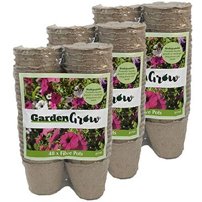 Thompson & Morgan Biodegradable Plant Fibre Seed Pots for Seeds, Seedlings & Cuttings, An Eco-friendly Alternative to Plastic, 48 x 6cm Fibre Pots (Fibre Grow Pots 144) Thompson & Morgan Biodegradable Plant Fibre Seed Pots for Seeds, Seedlings & Cuttings, An Eco-friendly Alternative to Plastic, 48 x 6cm Fibre Pots (Fibre Grow Pots 144)