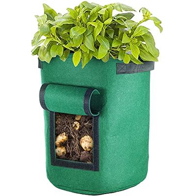 GardenersDream Vegetable Grow Bag w/Window Felt Garden Planter Durable Container Green 35L GardenersDream Vegetable Grow Bag w/Window Felt Garden Planter Durable Container Green 35L