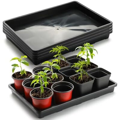 RooTrimmer 5 Pack Nursery Potting Tray, Carrying and Holding Plant Tray for Seeds Starting Pot, Collecting Drainage Water(Black) RooTrimmer 5 Pack Nursery Potting Tray, Carrying and Holding Plant Tray for Seeds Starting Pot, Collecting Drainage Water(Black)