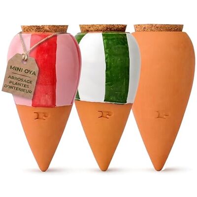 Pepin 3 x Mini Striped Oyas Terracotta Plant Oyas Automatic and Ecological Watering for Indoor and Outdoor Plants Natural Irrigation System Mini Oyas Terracotta 12cl Pepin 3 x Mini Striped Oyas Terracotta Plant Oyas Automatic and Ecological Watering for Indoor and Outdoor Plants Natural Irrigation System Mini Oyas Terracotta 12cl