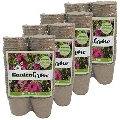 Thompson & Morgan Biodegradable Plant Fibre Seed Pots for Seeds, Seedlings & Cuttings, An Eco-friendly Alternative to Plastic, 48 x 6cm Fibre Pots (Fibre Grow Pots 192) Thompson & Morgan Biodegradable Plant Fibre Seed Pots for Seeds, Seedlings & Cuttings, An Eco-friendly Alternative to Plastic, 48 x 6cm Fibre Pots (Fibre Grow Pots 192)
