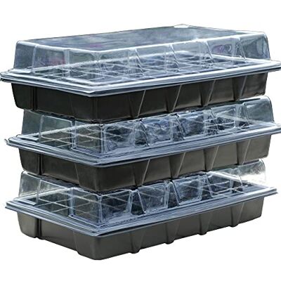 Thompson & Morgan Seed Tray Propagator Kit, Growing Seeds Tray with Clear Lids, Plant Germination, Windowsill Greenhouse & Garden, 3 Pack Seedling & Plugs Starter Plastic Grow Trays (3 Seed Trays) Thompson & Morgan Seed Tray Propagator Kit, Growing Seeds Tray with Clear Lids, Plant Germination, Windowsill Greenhouse & Garden, 3 Pack Seedling & Plugs Starter Plastic Grow Trays (3 Seed Trays)