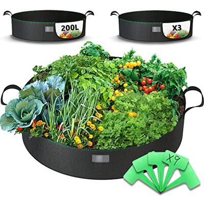 VOUNOT ® Pack of 3 Plant Grow bags for Vegetables 54 Gallon Potato Growing Kit with Window Flap, Non-woven Plant Fabric Pot with Plant labels, Strap Handles, Growing Containers for Flowers and Fruits VOUNOT ® Pack of 3 Plant Grow bags for Vegetables 54 Gallon Potato Growing Kit with Window Flap, Non-woven Plant Fabric Pot with Plant labels, Strap Handles, Growing Containers for Flowers and Fruits
