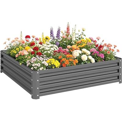 Outsunny Garden Bed - Raised Metal Planter for Flowers and Vegetables Outsunny Garden Bed - Raised Metal Planter for Flowers and Vegetables
