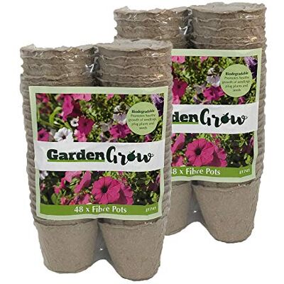 Thompson & Morgan Biodegradable Plant Fibre Seed Pots for Seeds, Seedlings & Cuttings, An Eco-friendly Alternative to Plastic, 48 x 6cm Fibre Pots (Fibre Grow Pots 96) Thompson & Morgan Biodegradable Plant Fibre Seed Pots for Seeds, Seedlings & Cuttings, An Eco-friendly Alternative to Plastic, 48 x 6cm Fibre Pots (Fibre Grow Pots 96)