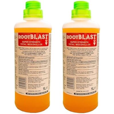 Rootblast Super Strength Concentrated Total Weed Killer Super Strength Glyphosate for Effective Weed Control Kills Weeds down to the their roots (2 x 1L) Rootblast Super Strength Concentrated Total Weed Killer Super Strength Glyphosate for Effective Weed Control Kills Weeds down to the their roots (2 x 1L)