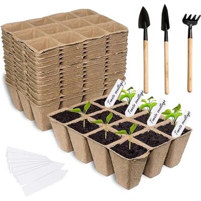 WEELOO 240 Cells Seed Trays, 20 Pack 12 Grids Biodegradable Seedling Starter Pots with 200 Labels & Plant Tools, Vegetable Seed Compost Trays for Greenhouse Indoor Outdoor WEELOO 240 Cells Seed Trays, 20 Pack 12 Grids Biodegradable Seedling Starter Pots with 200 Labels & Plant Tools, Vegetable Seed Compost Trays for Greenhouse Indoor Outdoor