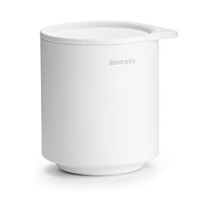 Brabantia Mindset Storage Pot Ideal for Organising Small Items Hygienic Soft-Touch Lid Corrosion Resistant Easy to Clean Bathroom Accessory Fresh White 9.5 x 8 x 9.5 cm Brabantia Mindset Storage Pot Ideal for Organising Small Items Hygienic Soft-Touch Lid Corrosion Resistant Easy to Clean Bathroom Accessory Fresh White 9.5 x 8 x 9.5 cm