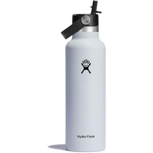 Hydro Flask Water Bottle 621 ml (21 oz) Vacuum Insulated Stainless Steel Water Bottle with Flex Straw Cap Standard Mouth White Hydro Flask Water Bottle 621 ml (21 oz) Vacuum Insulated Stainless Steel Water Bottle with Flex Straw Cap Standard Mouth White