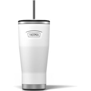 Thermos Stainless Steel Ice White Icon Straw Cup (710ml) BPA Free Metal Water Bottle with Straw, Reusable Gym Bottle, 22hrs Cold Drinks Flask Thermos Stainless Steel Ice White Icon Straw Cup (710ml) BPA Free Metal Water Bottle with Straw, Reusable Gym Bottle, 22hrs Cold Drinks Flask