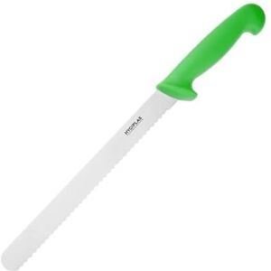 Hygiplas Serrated Slicer Green 24.8cm Strong and Durable Stainless Steel Blade Kitchen Knife for Raw Meat FX121 Hygiplas Serrated Slicer Green 24.8cm Strong and Durable Stainless Steel Blade Kitchen Knife for Raw Meat FX121