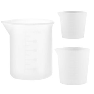 DALAETUS 3 Pcs Silicone Measuring Cup with Graduated Set, Dosing Cup for Liquid Soap, Laundry Liquid Detergen, Graduated Cup for Epoxy Casting Molds(30/50/100ml)