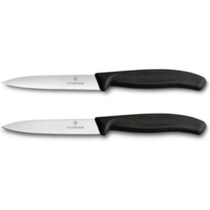 Victorinox Swiss Classic, Tomato and Vegetable Knife Set, 2-Piece, Extra Sharp Blade, Plastic Handle, Stainless Steel, Swiss Made, Black Victorinox Swiss Classic, Tomato and Vegetable Knife Set, 2-Piece, Extra Sharp Blade, Plastic Handle, Stainless Steel, Swiss Made, Black