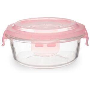 Premier Housewares 400ml Round Glass Food Container With Pink BPA-Free Lid Airtight Food Storage Container, Borosilicate Glass, 13x6x13 cm Premier Housewares 400ml Round Glass Food Container With Pink BPA-Free Lid Airtight Food Storage Container, Borosilicate Glass, 13x6x13 cm