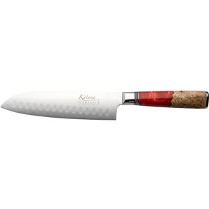 Katana Saya Elements 18cm Santoku Knife, Volcanic Red High Carbon VG-10 Damascus Steel for Extreme Toughness & Sharpness – Natural Olivewood & Resin Handle Katana Saya Elements 18cm Santoku Knife, Volcanic Red High Carbon VG-10 Damascus Steel for Extreme Toughness & Sharpness – Natural Olivewood & Resin Handle