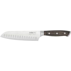 Judge Pro 18cm/7" Santoku Knife High-Grade Carbon Stainless Steel Blade, Dishwasher Safe, Hard-Wearing Wood Handle, Easy to Sharpen Judge Pro 18cm/7" Santoku Knife High-Grade Carbon Stainless Steel Blade, Dishwasher Safe, Hard-Wearing Wood Handle, Easy to Sharpen
