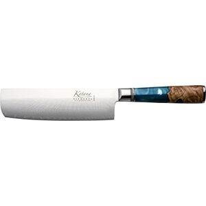 Katana Saya Elements 18 cm Nakiri Knife, Ocean Blue High Carbon VG-10 Damascus Steel for Extreme Toughness & Sharpness – Natural Olivewood & Resin Handle Katana Saya Elements 18 cm Nakiri Knife, Ocean Blue High Carbon VG-10 Damascus Steel for Extreme Toughness & Sharpness – Natural Olivewood & Resin Handle