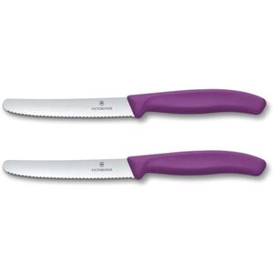 Victorinox Swiss Classic, Breakfast Knife, Bread Knife Set, 2-Piece, Sharp Blade, Serrated Edge, 11 cm, Plastic Handle, Stainless Steel, Violet Victorinox Swiss Classic, Breakfast Knife, Bread Knife Set, 2-Piece, Sharp Blade, Serrated Edge, 11 cm, Plastic Handle, Stainless Steel, Violet