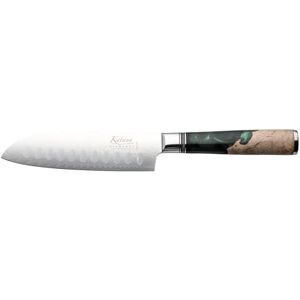 Katana Saya Elements 12cm Santoku Knife, Rainforest Green High Carbon VG-10 Damascus Steel for Extreme Toughness & Sharpness – Natural Olivewood & Resin Handle Katana Saya Elements 12cm Santoku Knife, Rainforest Green High Carbon VG-10 Damascus Steel for Extreme Toughness & Sharpness – Natural Olivewood & Resin Handle