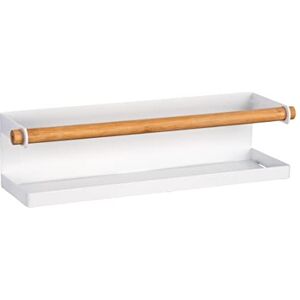 WENKO Spice rack Magna, magnetic kitchen shelf made of metal with bamboo detail for storing and displaying spice tins, attaches without drilling with magnet or adhesive tape, 32 x 8 x 8 cm, white WENKO Spice rack Magna, magnetic kitchen shelf made of metal with bamboo detail for storing and displaying spice tins, attaches without drilling with magnet or adhesive tape, 32 x 8 x 8 cm, white