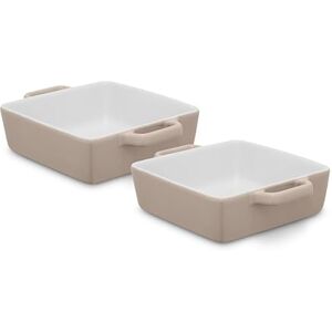 Barbary & Oak Nattura Set of Two 20.5cm Square Baking Dishes, Made from Strong Stoneware, Smooth Glaze Interior, Easy Grip Handles, Dishwasher Safe, Cashmere Barbary & Oak Nattura Set of Two 20.5cm Square Baking Dishes, Made from Strong Stoneware, Smooth Glaze Interior, Easy Grip Handles, Dishwasher Safe, Cashmere