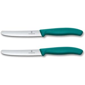 Victorinox Swiss Classic, Breakfast Knife, Bread Knife Set, 2-Piece, Sharp Blade, Serrated Edge, 11 cm, Plastic Handle, Stainless Steel, Green Victorinox Swiss Classic, Breakfast Knife, Bread Knife Set, 2-Piece, Sharp Blade, Serrated Edge, 11 cm, Plastic Handle, Stainless Steel, Green