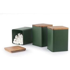 Salter Toronto 3-Piece Canister Set – FSC®-Certified Acacia Wooden Lids, Tea, Coffee, Sugar Storage Canisters, Powder-Coated Matt Finish, Easy Clean, Space Saving Jars, Long Lasting Freshness, Green Salter Toronto 3-Piece Canister Set – FSC®-Certified Acacia Wooden Lids, Tea, Coffee, Sugar Storage Canisters, Powder-Coated Matt Finish, Easy Clean, Space Saving Jars, Long Lasting Freshness, Green