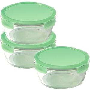 LocknLock Eco Ovenglass Glass Food Containers with Lids Set of 3 Airtight, Leakproof Round Food Storage Containers with Recycled Plastic Lids, Oven Safe, Dishwasher Safe, 3 x 950ml LocknLock Eco Ovenglass Glass Food Containers with Lids Set of 3 Airtight, Leakproof Round Food Storage Containers with Recycled Plastic Lids, Oven Safe, Dishwasher Safe, 3 x 950ml