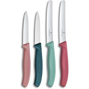 Victorinox Swiss Classic, Tomato and Vegetable Knife Set, 4-Piece, Sharp Blade, 8 and 10 cm, Serrated Edge, Stainless Steel, Red and Green Victorinox Swiss Classic, Tomato and Vegetable Knife Set, 4-Piece, Sharp Blade, 8 and 10 cm, Serrated Edge, Stainless Steel, Red and Green