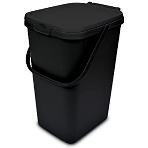 Addis 519282 Kitchen Recycling & General Storage bin 18 litres Stackable Food Waste Organiser Caddy with Clip lock lid & carrying Handle,Eco Black Addis 519282 Kitchen Recycling & General Storage bin 18 litres Stackable Food Waste Organiser Caddy with Clip lock lid & carrying Handle,Eco Black