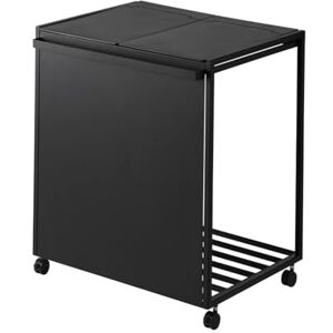 YAMAZAKI 1821 Tower 2-Compartment Trash Can with Casters, Black, Steel/Polypropylene/Nylon, 52 x 44 x 60 cm YAMAZAKI 1821 Tower 2-Compartment Trash Can with Casters, Black, Steel/Polypropylene/Nylon, 52 x 44 x 60 cm