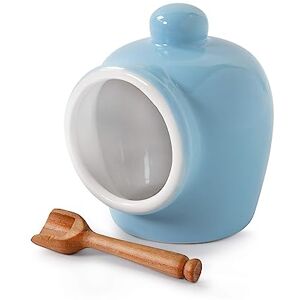 WM Bartleet & Sons 1750 Wm Bartleet & Sons Traditional Porcelain Small Salt Pig with Wooden Salt Serving Spoon Blue WM Bartleet & Sons 1750 Wm Bartleet & Sons Traditional Porcelain Small Salt Pig with Wooden Salt Serving Spoon Blue